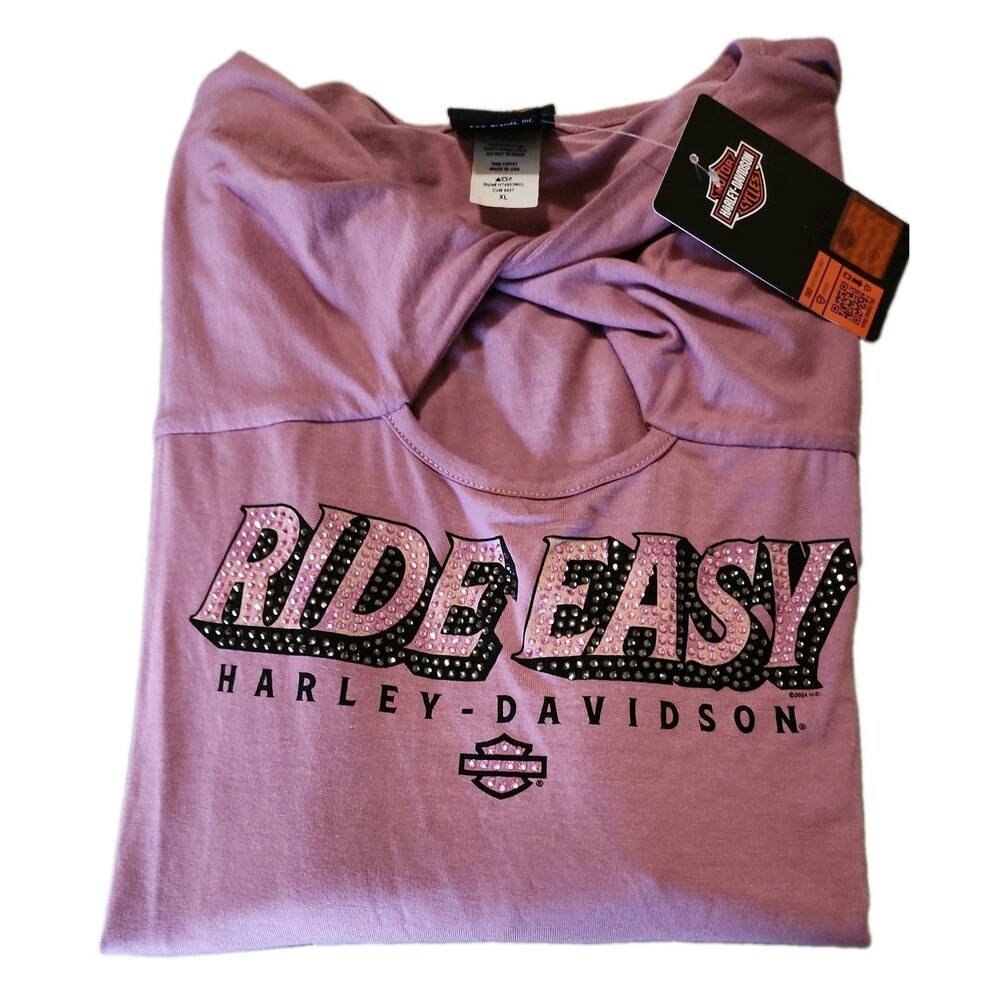 Harley Davidson Rhinestone Womens Tshirt Long Sleeve Size XL